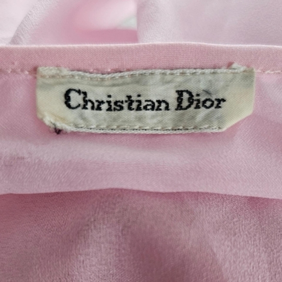 Christian Dior Vintage Pink Ruffle Kaftan Caftan Long Sleeve Maxi Hostess Dress - Picture 7 of 9